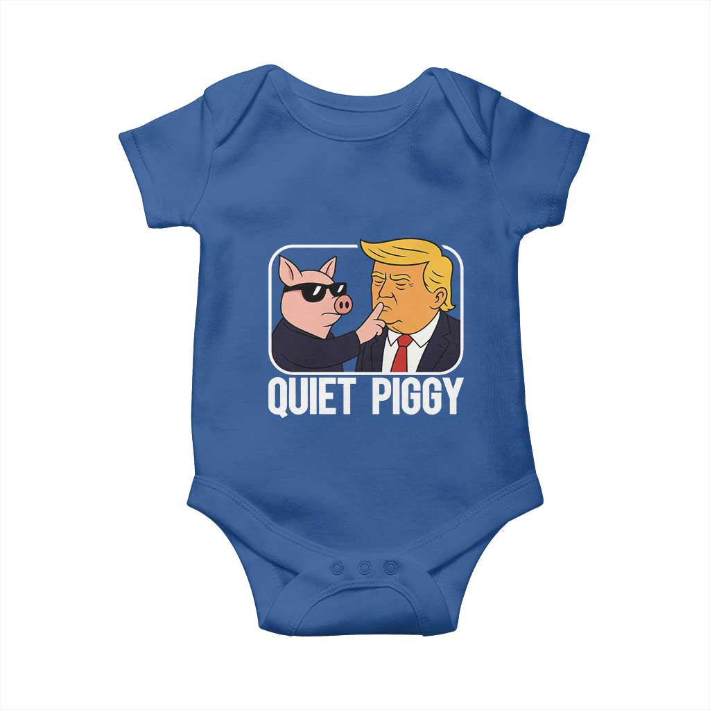 Quiet Piggy Shhh Trump Meme Baby Onesie Sassy Pig Parody Funny Political Satire TS02 Royal Blue Print Your Wear