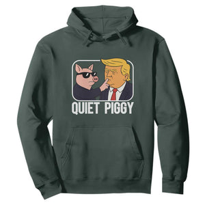 Quiet Piggy Shhh Trump Meme Hoodie Sassy Pig Parody Funny Political Satire TS02 Dark Forest Green Print Your Wear