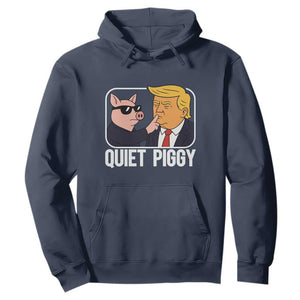 Quiet Piggy Shhh Trump Meme Hoodie Sassy Pig Parody Funny Political Satire TS02 Navy Print Your Wear
