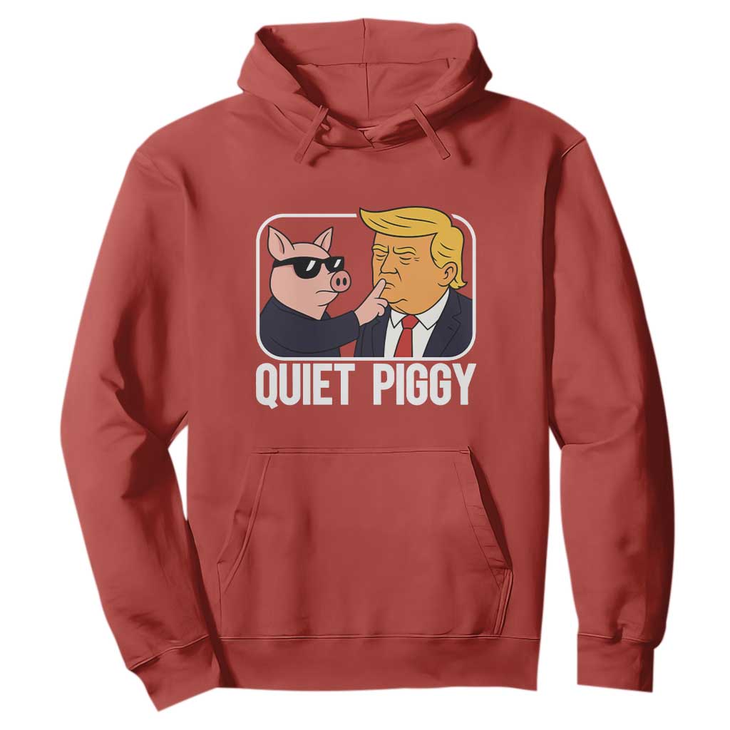Quiet Piggy Shhh Trump Meme Hoodie Sassy Pig Parody Funny Political Satire TS02 Red Print Your Wear