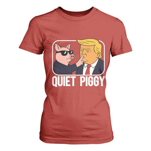 Quiet Piggy Shhh Trump Meme T Shirt For Women Sassy Pig Parody Funny Political Satire TS02 Red Print Your Wear