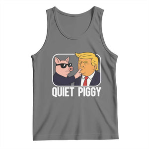 Quiet Piggy Shhh Trump Meme Tank Top Sassy Pig Parody Funny Political Satire TS02 Black Heather Print Your Wear