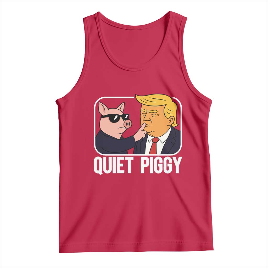 Quiet Piggy Shhh Trump Meme Tank Top Sassy Pig Parody Funny Political Satire TS02 Red Print Your Wear