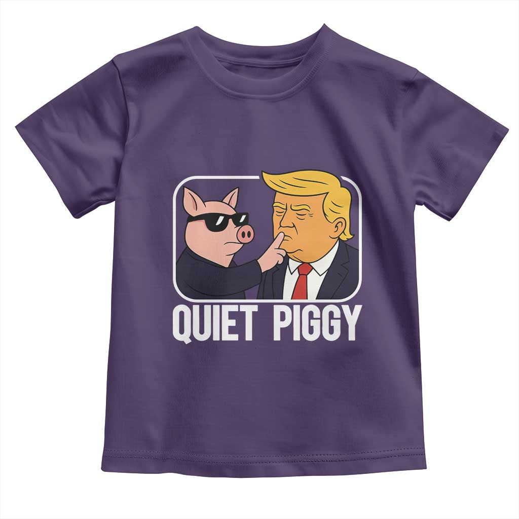 Quiet Piggy Shhh Trump Meme Toddler T Shirt Sassy Pig Parody Funny Political Satire TS02 Purple Print Your Wear
