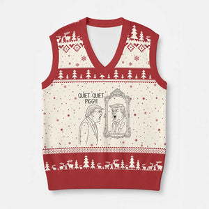 Quiet Quiet Piggy Trump Mirror V-Neck Knit Sweater Vest Sarcastic Pig Political Satire Parody TS02 Beige Red Print Your Wear