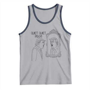Quiet Quiet Piggy Trump Mirror Tank Top Sarcastic Pig Political Satire Parody TS02 Athletic Heather Navy Print Your Wear