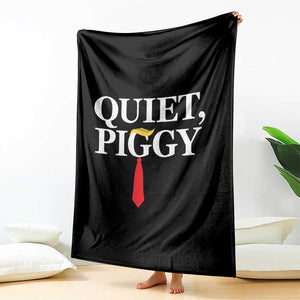 Quiet Piggy Funny Blonde Throw Blanket Political Satire Humor Free Speech TS02 Print Your Wear