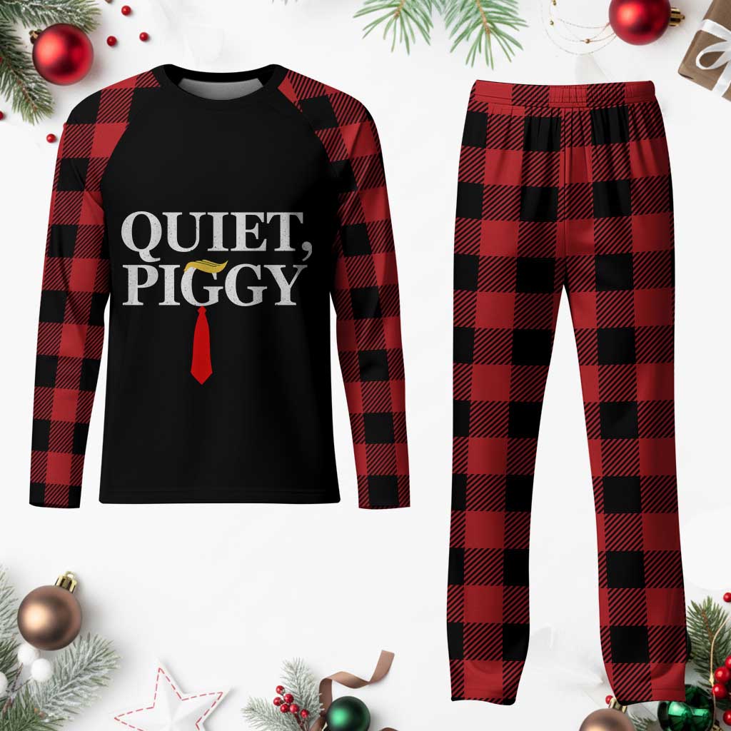 Quiet Piggy Funny Blonde Plaid Pajama Set Political Satire Humor Free Speech TS02 Buffalo Plaid Print Your Wear
