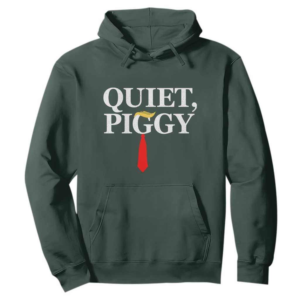 Quiet Piggy Funny Blonde Hoodie Political Satire Humor Free Speech TS02 Dark Forest Green Print Your Wear
