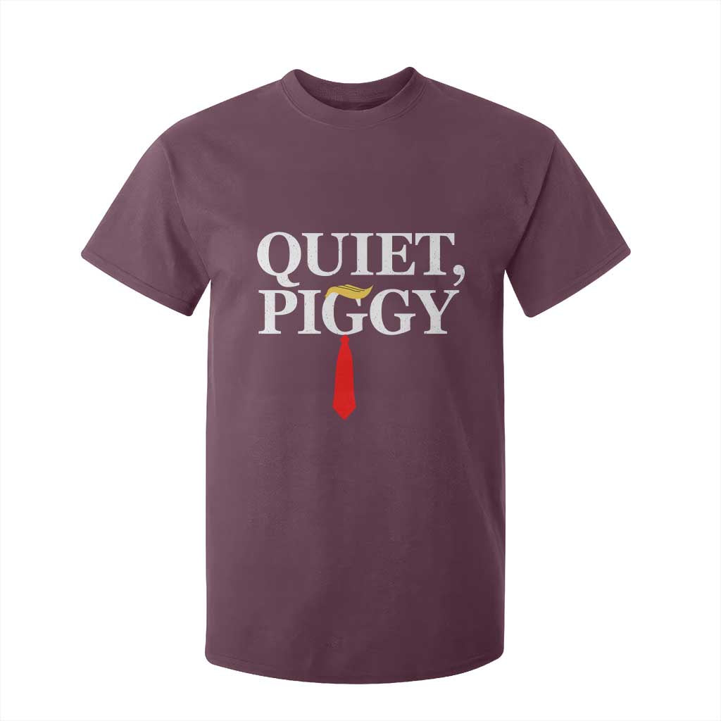 Quiet Piggy Funny Blonde T Shirt For Kid Political Satire Humor Free Speech TS02 Maroon Print Your Wear