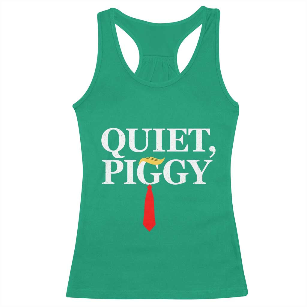 Quiet Piggy Funny Blonde Racerback Tank Top Political Satire Humor Free Speech TS02 Irish Green Print Your Wear