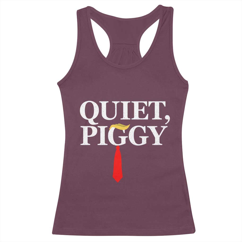 Quiet Piggy Funny Blonde Racerback Tank Top Political Satire Humor Free Speech TS02 Maroon Print Your Wear
