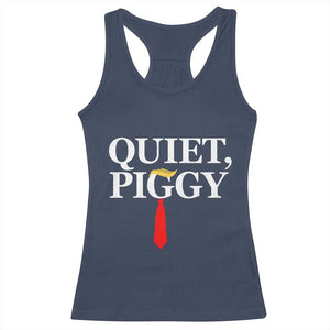 Quiet Piggy Funny Blonde Racerback Tank Top Political Satire Humor Free Speech TS02 Navy Print Your Wear