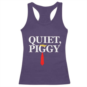 Quiet Piggy Funny Blonde Racerback Tank Top Political Satire Humor Free Speech TS02 Purple Print Your Wear
