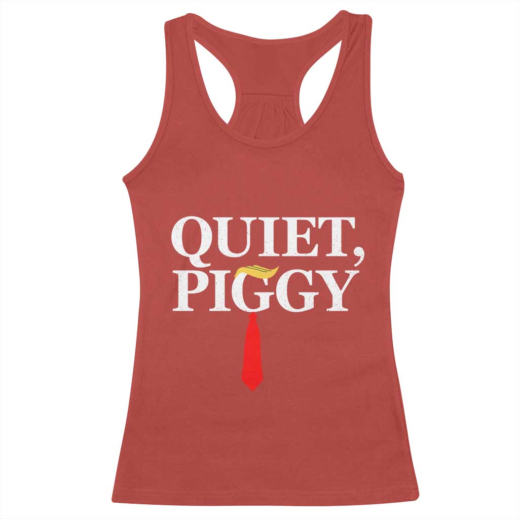 Quiet Piggy Funny Blonde Racerback Tank Top Political Satire Humor Free Speech TS02 Red Print Your Wear