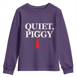 Quiet Piggy Funny Blonde Youth Sweatshirt Political Satire Humor Free Speech TS02 Purple Print Your Wear