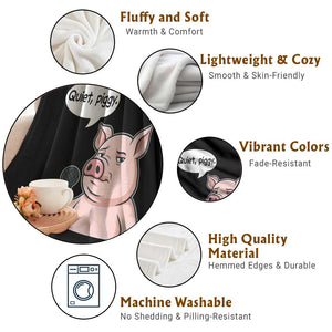 Quiet Piggy Funny Sarcastic Pig Throw Blanket Political Satire Humor Free Speech TS02 Print Your Wear