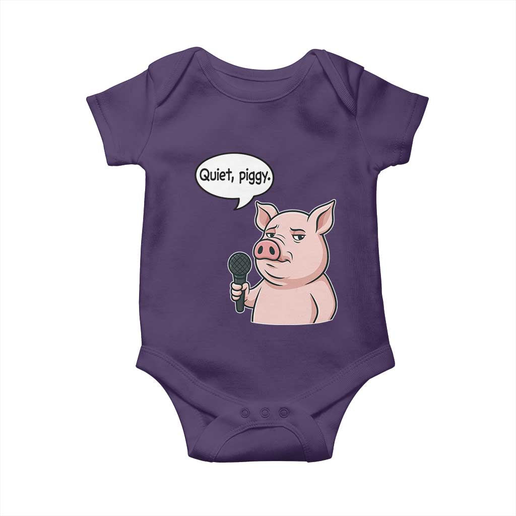 Quiet Piggy Funny Sarcastic Pig Baby Onesie Political Satire Humor Free Speech TS02 Purple Print Your Wear