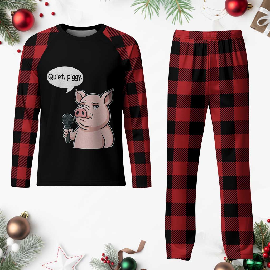 Quiet Piggy Funny Sarcastic Pig Plaid Pajama Set Political Satire Humor Free Speech TS02 Buffalo Plaid Print Your Wear