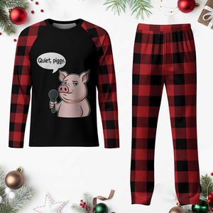 Quiet Piggy Funny Sarcastic Pig Plaid Pajama Set Political Satire Humor Free Speech TS02 Buffalo Plaid Print Your Wear