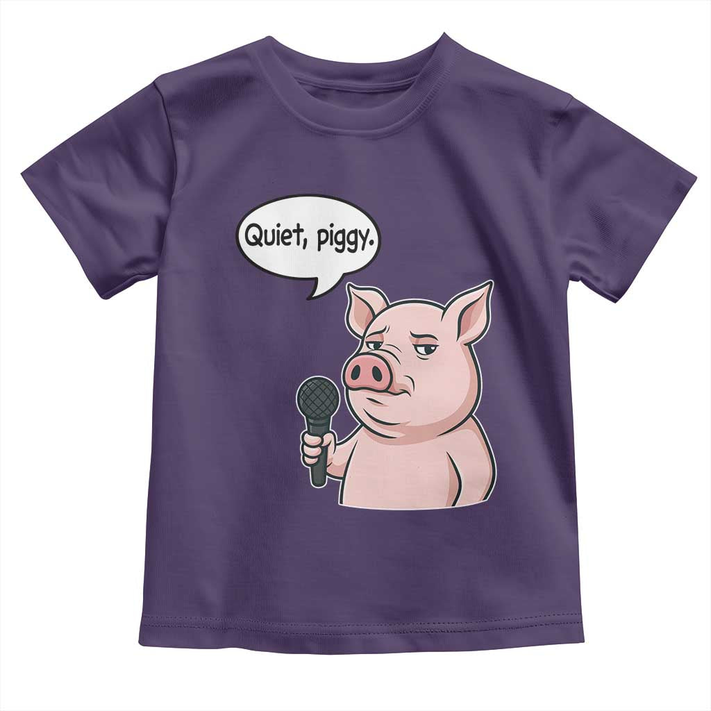 Quiet Piggy Funny Sarcastic Pig Toddler T Shirt Political Satire Humor Free Speech TS02 Purple Print Your Wear