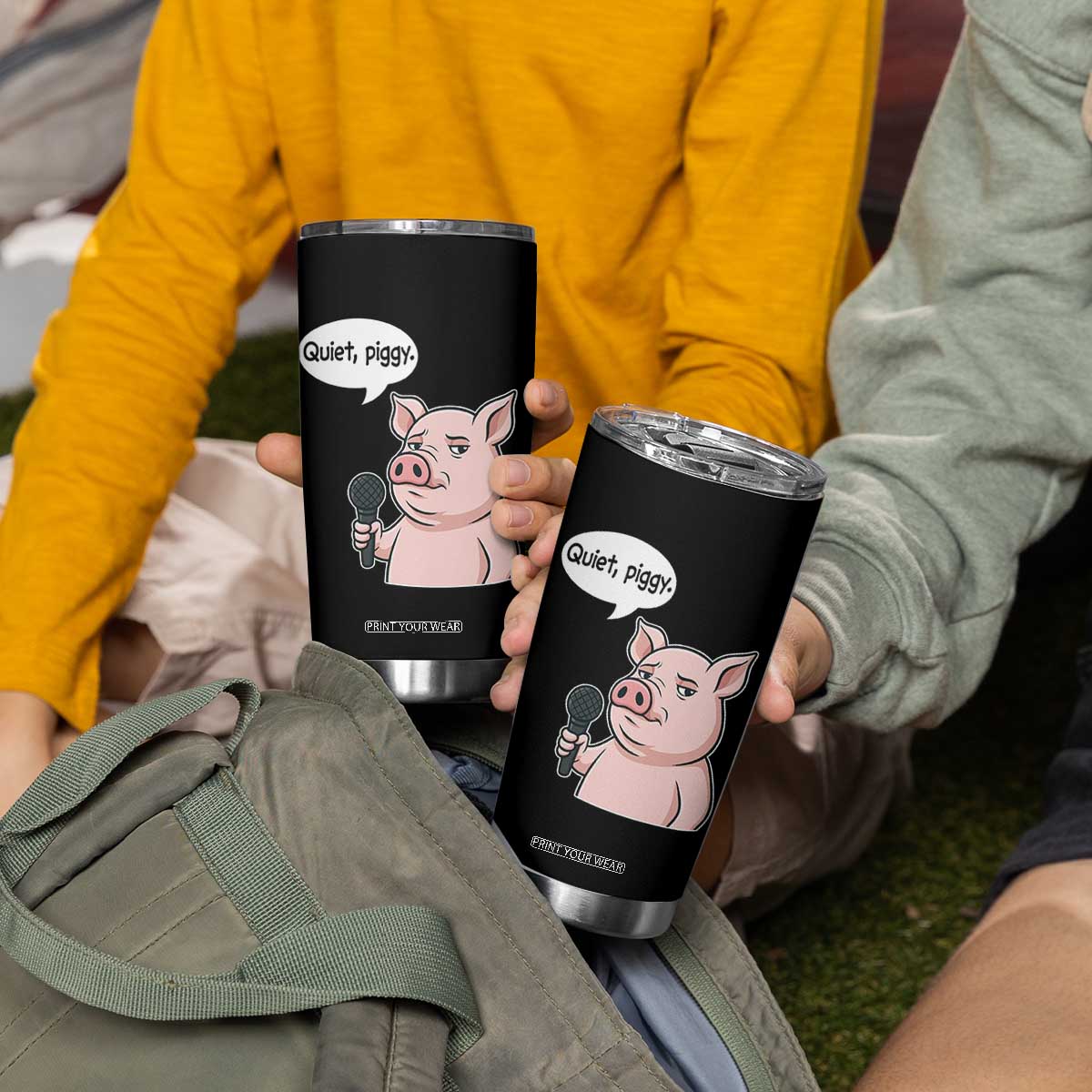 Quiet Piggy Funny Sarcastic Pig Tumbler Cup Political Satire Humor Free Speech TS02 Print Your Wear