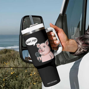 Quiet Piggy Funny Sarcastic Pig Tumbler With Handle Political Satire Humor Free Speech TS02 Print Your Wear