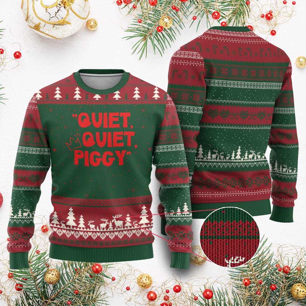 Quiet Quiet Piggy Ugly Christmas Sweater Funny Political Satire Free Speech TS02 Red Green Print Your Wear