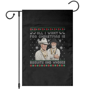 Funny Western Christmas Cowboy Humor Garden Flag All I Want for Christmas Is Biscuits and Whores TS02 Black Print Your Wear