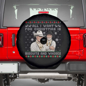 Funny Western Christmas Cowboy Humor Spare Tire Cover All I Want for Christmas Is Biscuits and Whores TS02 Black Print Your Wear