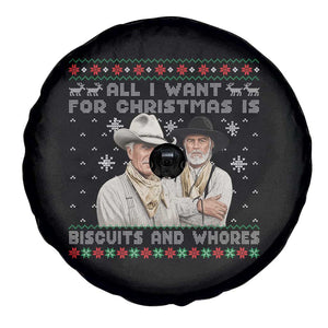 Funny Western Christmas Cowboy Humor Spare Tire Cover All I Want for Christmas Is Biscuits and Whores TS02 Print Your Wear