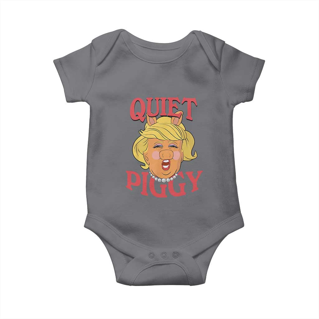 Quiet Piggy Drag Parody Baby Onesie Funny Miss Piggy Trump TS02 Charcoal Print Your Wear