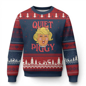 Quiet Piggy Drag Parody Ugly Christmas Sweater Funny Miss Piggy Trump TS02 Navy Red Print Your Wear