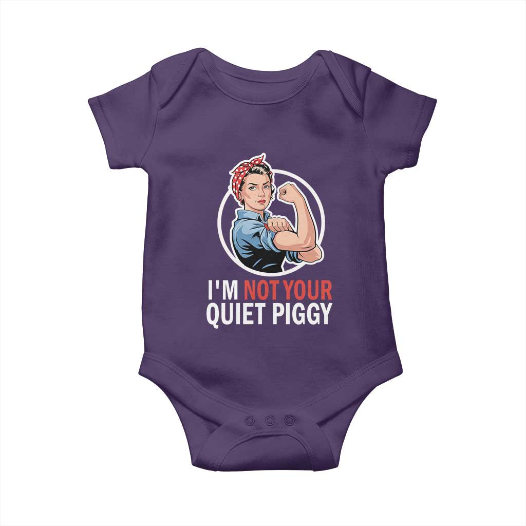 Im Not Your Quiet Piggy Baby Onesie Feminist Rosie the Riveter TS02 Purple Print Your Wear