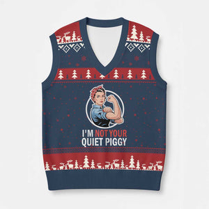 Im Not Your Quiet Piggy V-Neck Knit Sweater Vest Feminist Rosie the Riveter TS02 Navy Red Print Your Wear