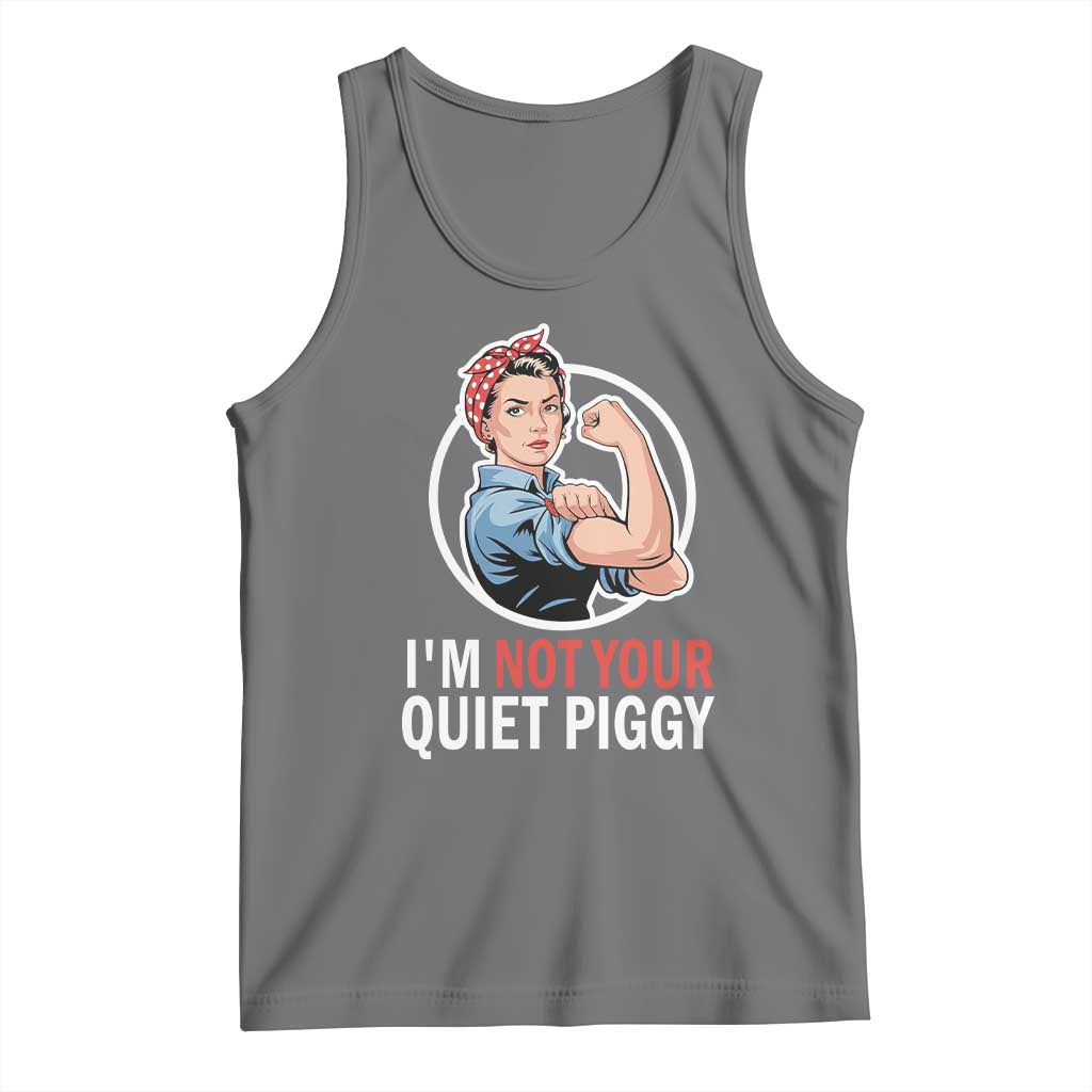Im Not Your Quiet Piggy Tank Top Feminist Rosie the Riveter TS02 Black Heather Print Your Wear