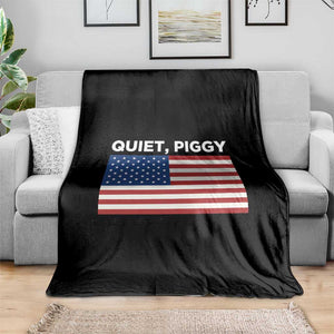 Quiet Piggy Patriotic Meme Throw Blanket Satirical USA Flag Free Speech TS02 Print Your Wear