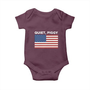 Quiet Piggy Patriotic Meme Baby Onesie Satirical USA Flag Free Speech TS02 Maroon Print Your Wear