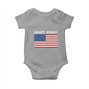 Quiet Piggy Patriotic Meme Baby Onesie Satirical USA Flag Free Speech TS02 Sport Gray Print Your Wear