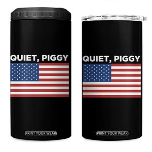 Quiet Piggy Patriotic Meme 4 in 1 Can Cooler Tumbler Satirical USA Flag Free Speech TS02 One Size: 16 oz Black Print Your Wear