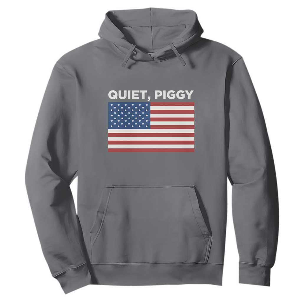 Quiet Piggy Patriotic Meme Hoodie Satirical USA Flag Free Speech TS02 Charcoal Print Your Wear