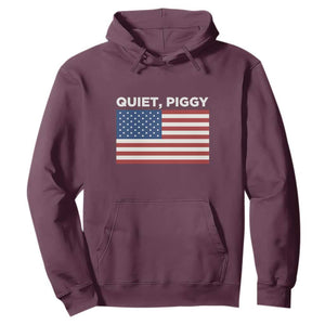 Quiet Piggy Patriotic Meme Hoodie Satirical USA Flag Free Speech TS02 Maroon Print Your Wear