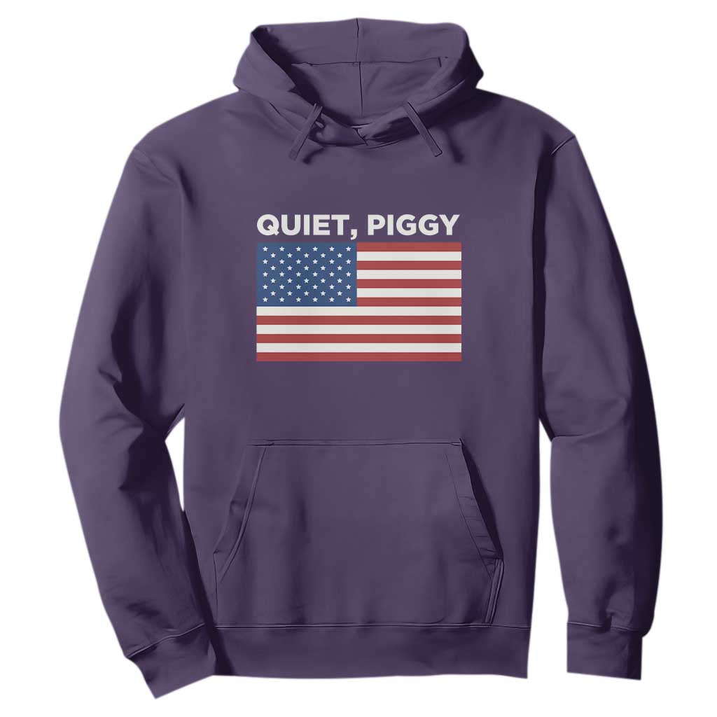 Quiet Piggy Patriotic Meme Hoodie Satirical USA Flag Free Speech TS02 Purple Print Your Wear