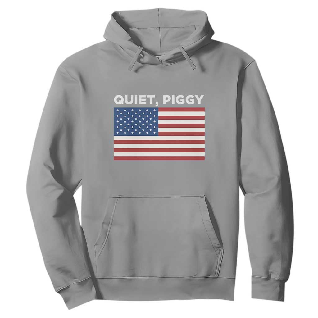 Quiet Piggy Patriotic Meme Hoodie Satirical USA Flag Free Speech TS02 Sport Gray Print Your Wear