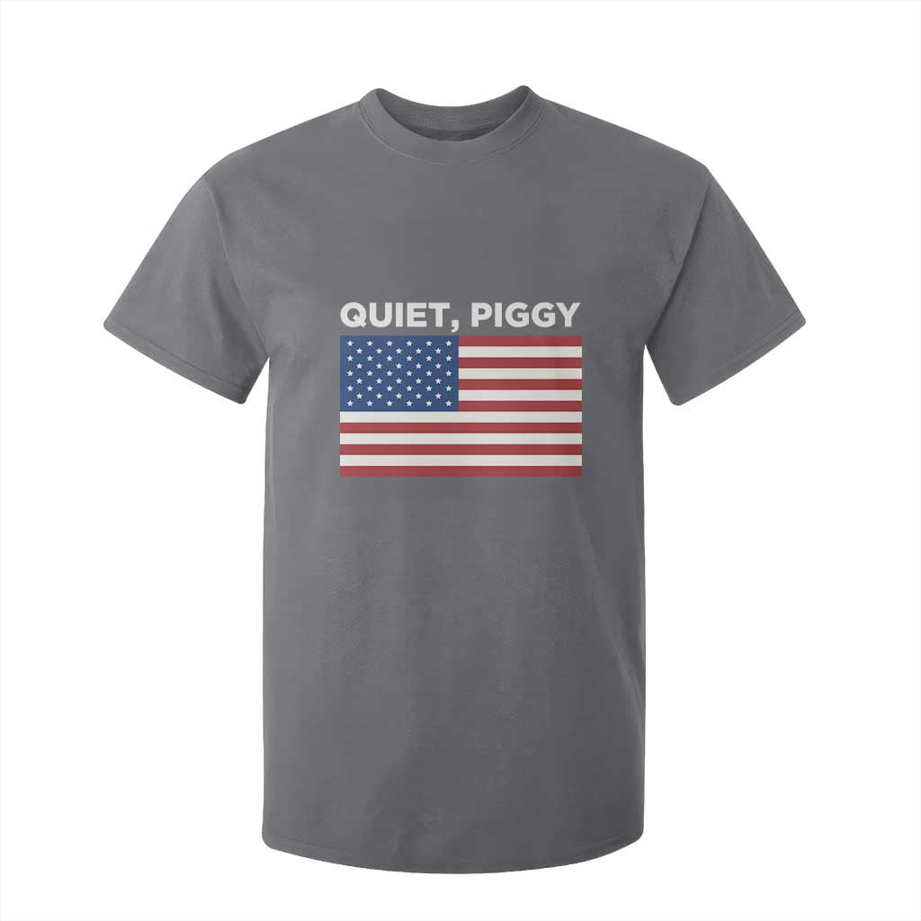 Quiet Piggy Patriotic Meme T Shirt For Kid Satirical USA Flag Free Speech TS02 Charcoal Print Your Wear
