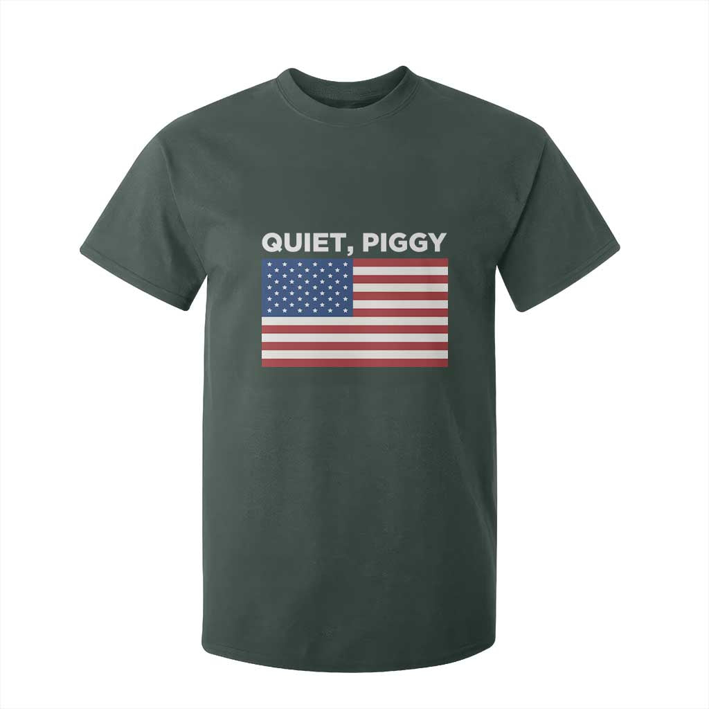 Quiet Piggy Patriotic Meme T Shirt For Kid Satirical USA Flag Free Speech TS02 Dark Forest Green Print Your Wear