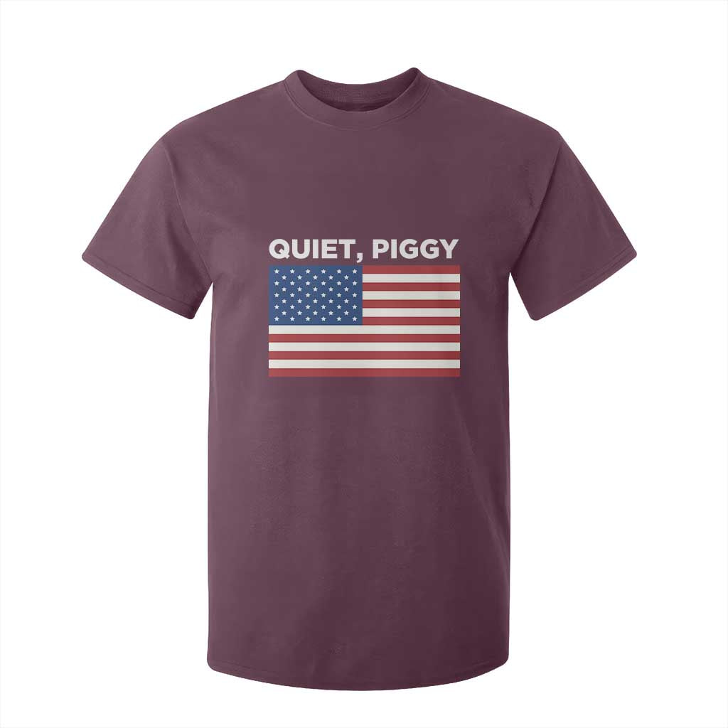 Quiet Piggy Patriotic Meme T Shirt For Kid Satirical USA Flag Free Speech TS02 Maroon Print Your Wear