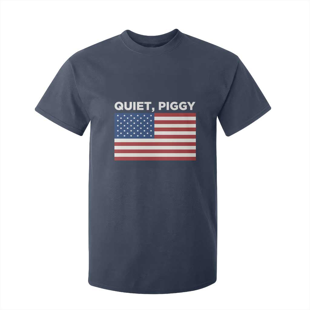 Quiet Piggy Patriotic Meme T Shirt For Kid Satirical USA Flag Free Speech TS02 Navy Print Your Wear