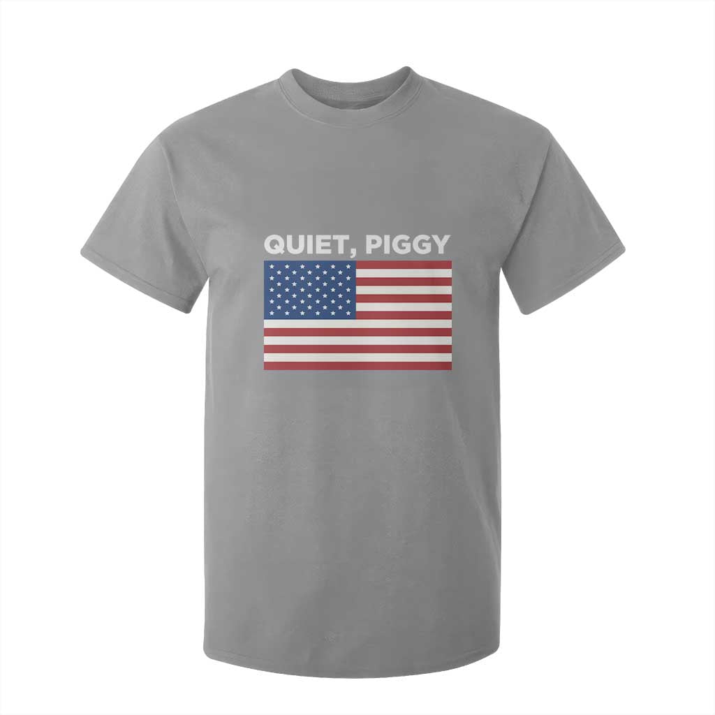 Quiet Piggy Patriotic Meme T Shirt For Kid Satirical USA Flag Free Speech TS02 Sport Gray Print Your Wear