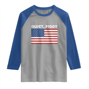 Quiet Piggy Patriotic Meme Raglan Shirt Satirical USA Flag Free Speech TS02 Sport Gray Royal Print Your Wear